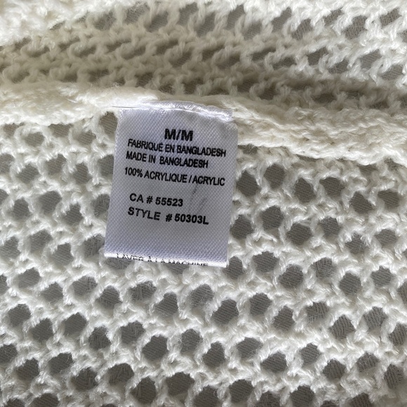 Introspect Womens Cream Open Knit Long Sleeve Cardigan Sweater Open Front Medium - Picture 6 of 13